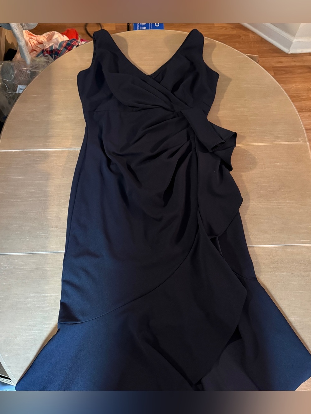 Betsy & Adam Navy Formal Gown Womens 12 Ruffle Tier Wedding Mother of Bride